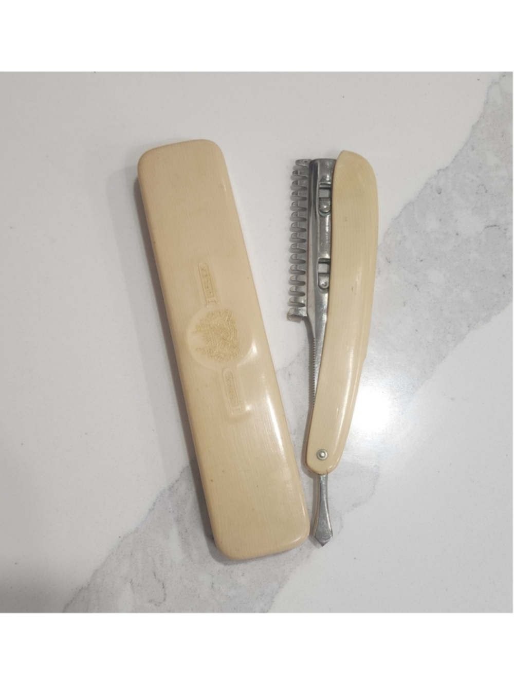 Vintage Durham Duplex DE Straight Razor Trimmer, Barber.  Lucite Case